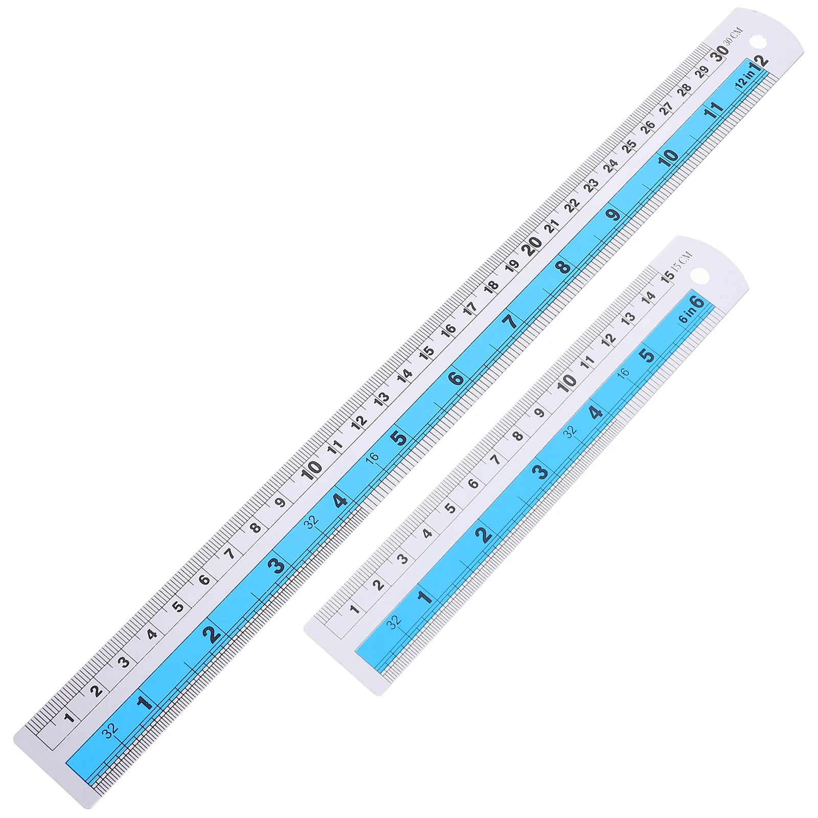 

2Pcs Ruler Set Aluminum Metric Inch Conversion Student Engineer Architect Measuring Tool Math Office Precision