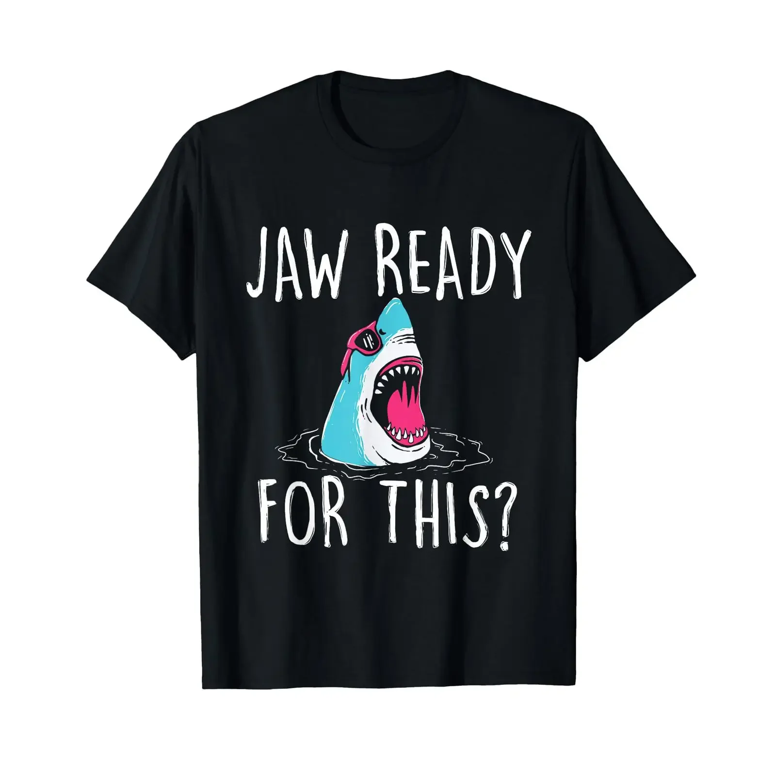 Jaw Ready for This Funny Shark Lover Ocean Wildlife T Shirt vintage Washed Comfortable Stylish Stretched homme streetwear