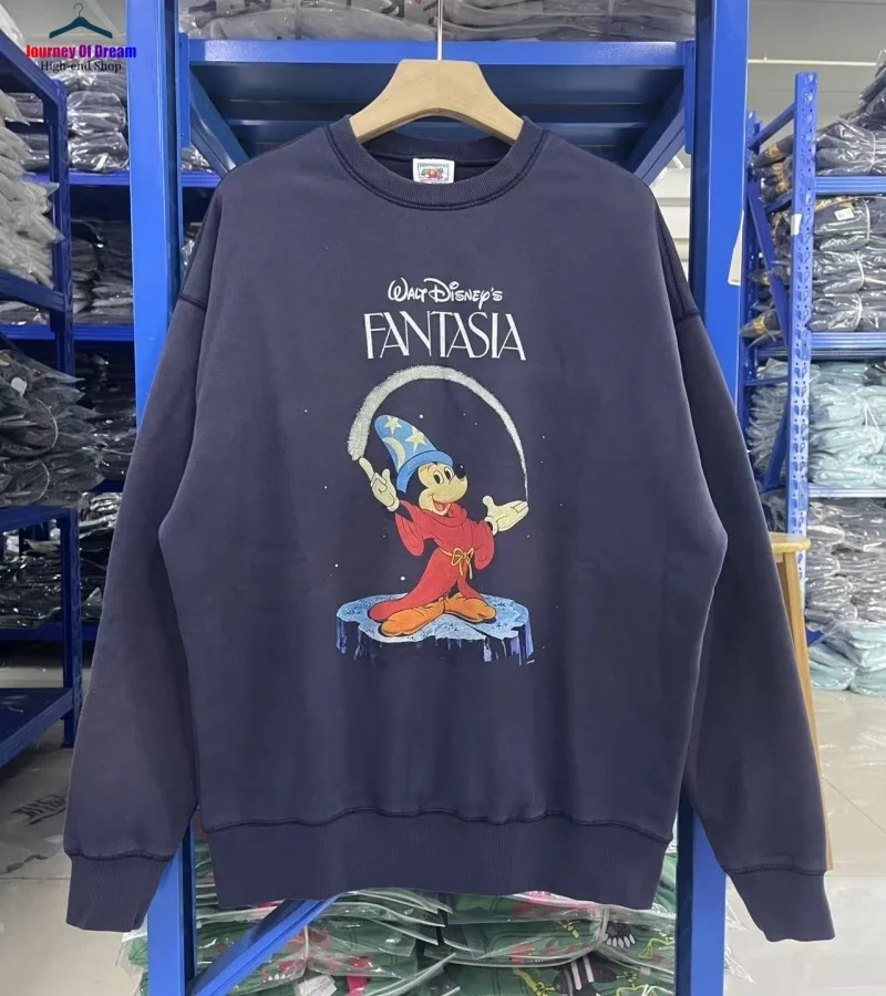 

Latest Winter Blue Saint Men's Women's Fashion 25SS Cartoon Washed Print Retro Round Neck Sweatshirt Hoodie