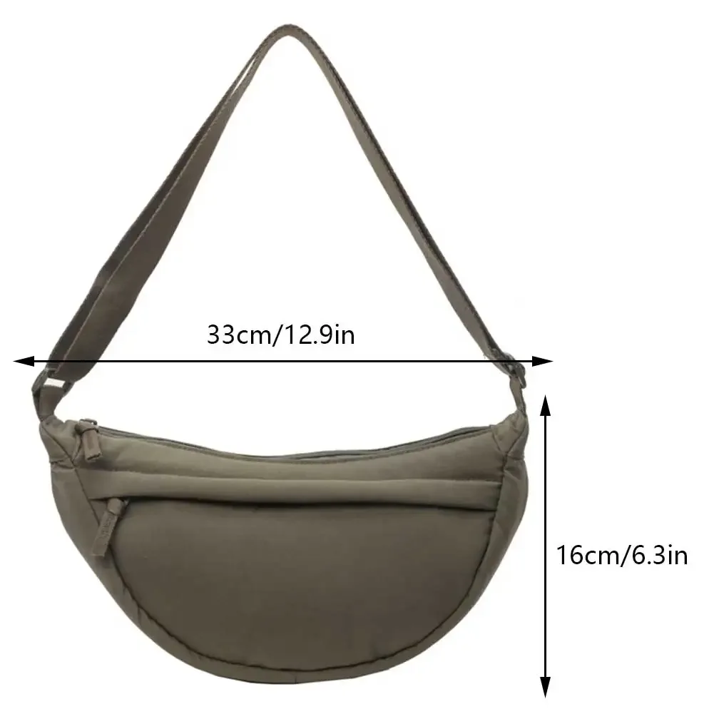 Japanese Trend Women\'s Dumpling Bag Solid Color Casual Crossbody Bag Commuter Simple Crescent Bags Large Capacity Ladies Satchel