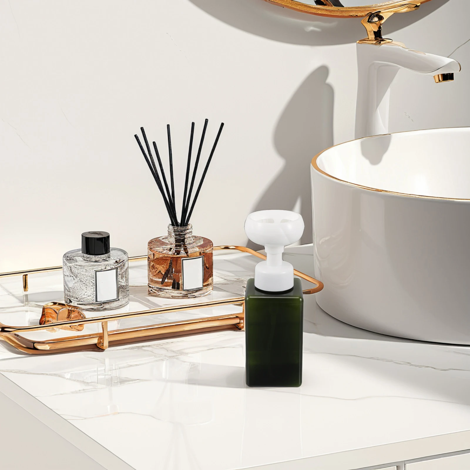 

Mousse Foaming Bottle Hand Soap Dispenser Olive Green Travel Refillable Bathroom Kitchen Foam Pump Plastic Container