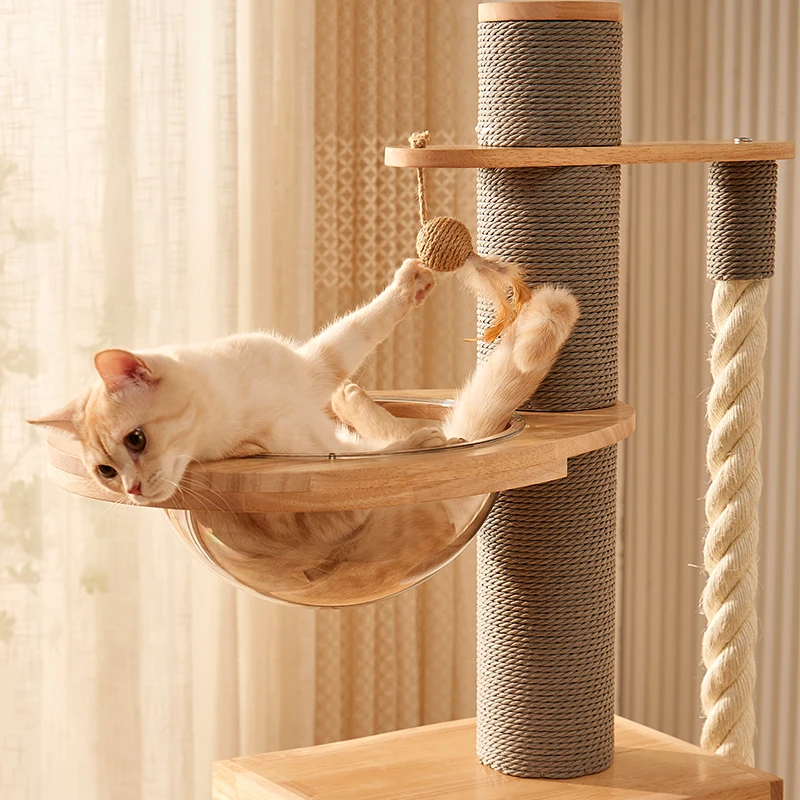 Shui Mu raw solid wood cat climbing frame cat nest tree integrated solid wood rack small verticalack space capsule