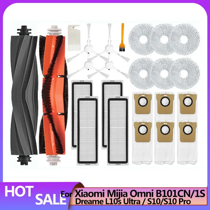 

Запчасти для Xiaomi Mijia Omni 1S (B116) / Dreame L10S Ultra / S10 Pro/X10, основная боковая щетка, фильтр НЕРА, насадка на швабру, пылесборник