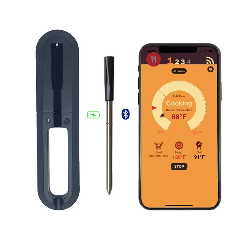 

Smart Bluetooth barbecue thermometer, mobile APP waterproof meat, oven food barbecue thermometer