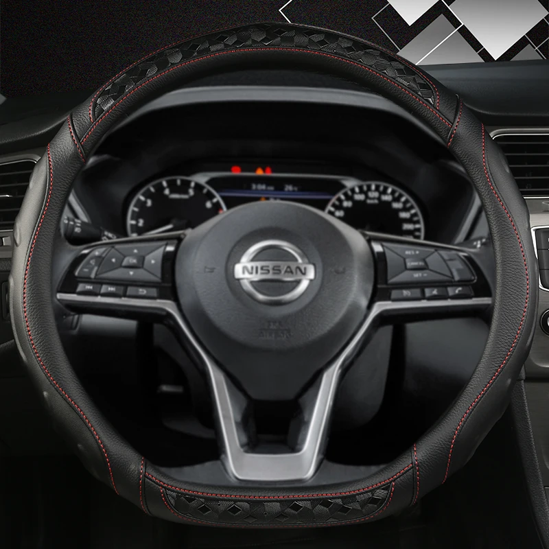 D Shape Car Steering Wheel Cover For Nissan X-Trail Qashqai March Serena Micra Kicks 2017-2019 Altima Teana 2019 Sentra 2022