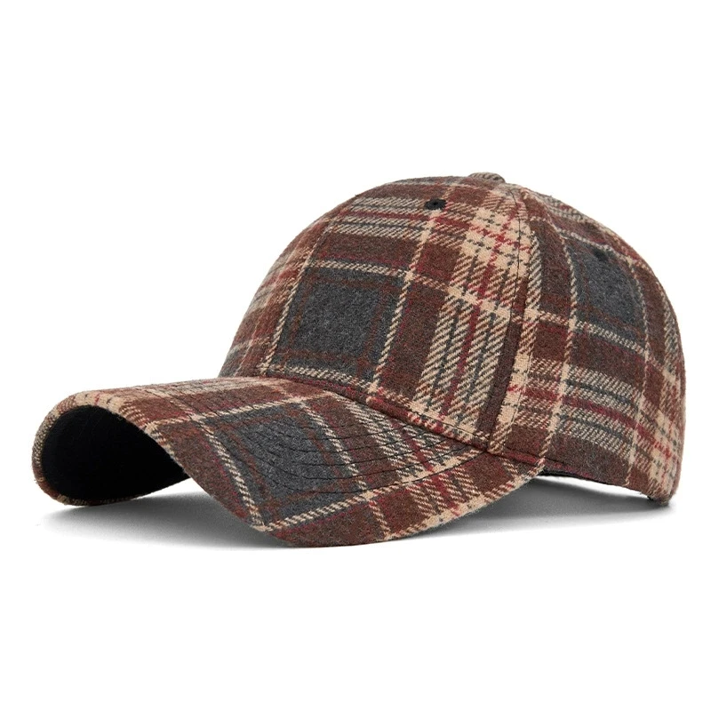 Hüte für Männer und Frauen, neue klassische karierte Baseballkappe für Herbst und Winter, hartkrempige, gesichtsschlankmachende Entenschnabelkappe, Sonnenhut – Detail 6