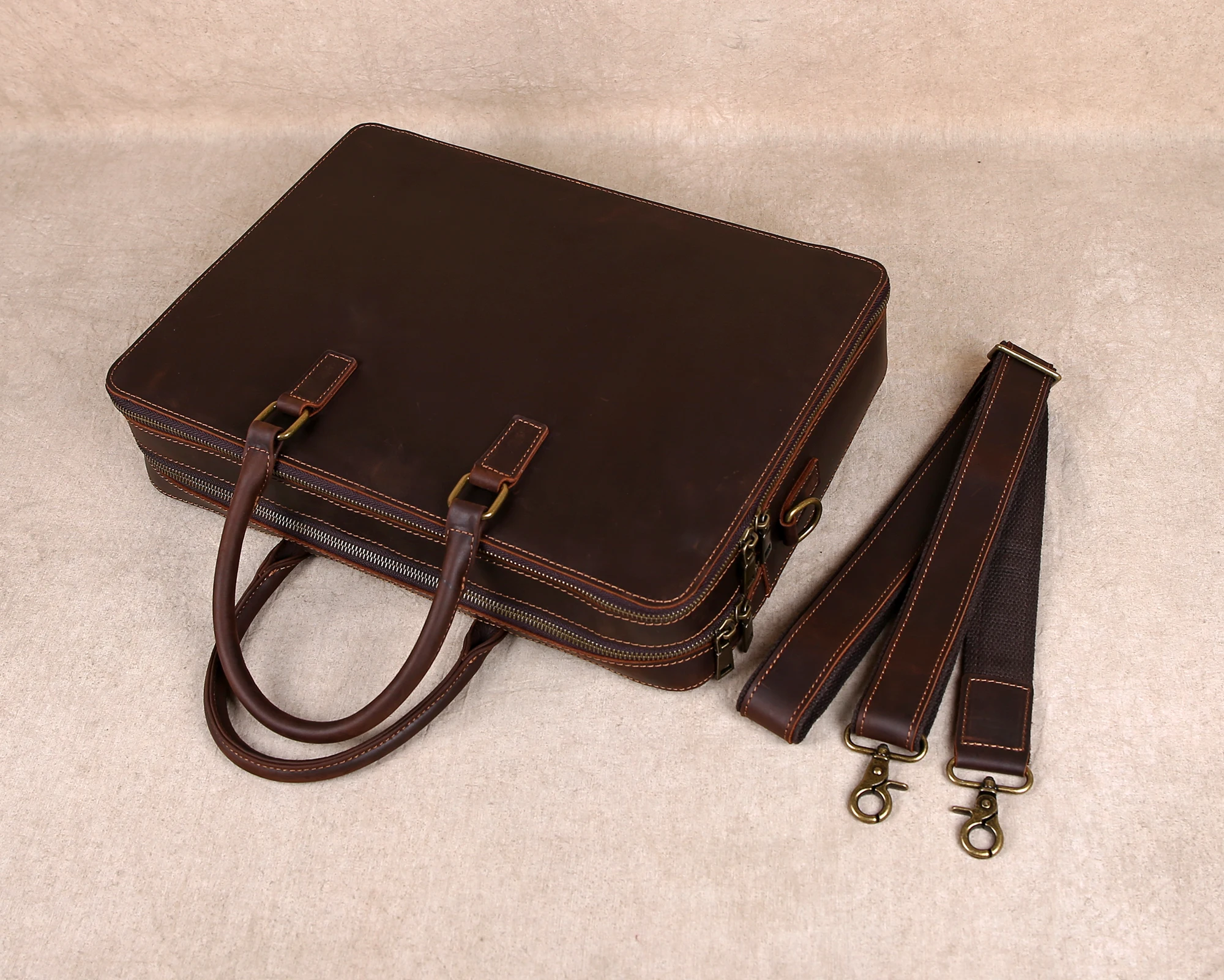 Valigetta originale business casual in vera pelle, borsa a mano, borsa per computer in pelle di vacchetta con strato superiore, borsa a tracolla singola
