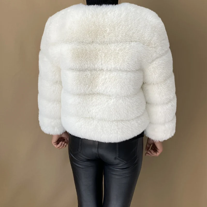 2024 Women Faux Fur Coat Autumn Winter High Quality Fluffy Short Coat Faux Fox Fur Jacket  Ladies furry Fashion Tops