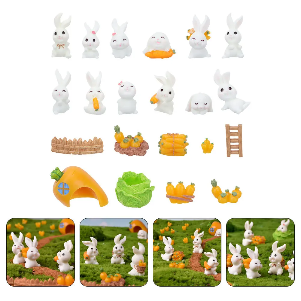 

21Pcs Mini Rabbit Resin Micro Landscape Garden Ornament Yard Balcony Decor Adornments Mini Rabbit Adornment Garden Decor