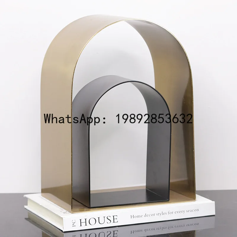 

Golden Arches Geometric Hollow Semicircle Metal Handicraft Handicraft Sculpture Metal Figurine Room Decoration Accessories