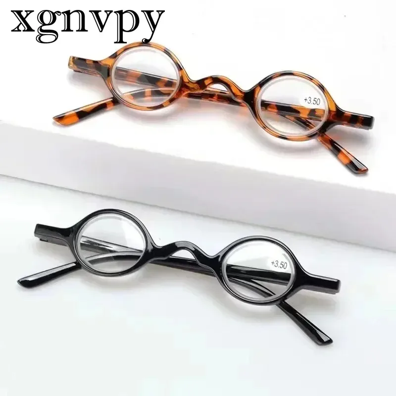 xgnvpy New retro personality mini small round frame reading glasses for men and women fashion spring foot reading glasses