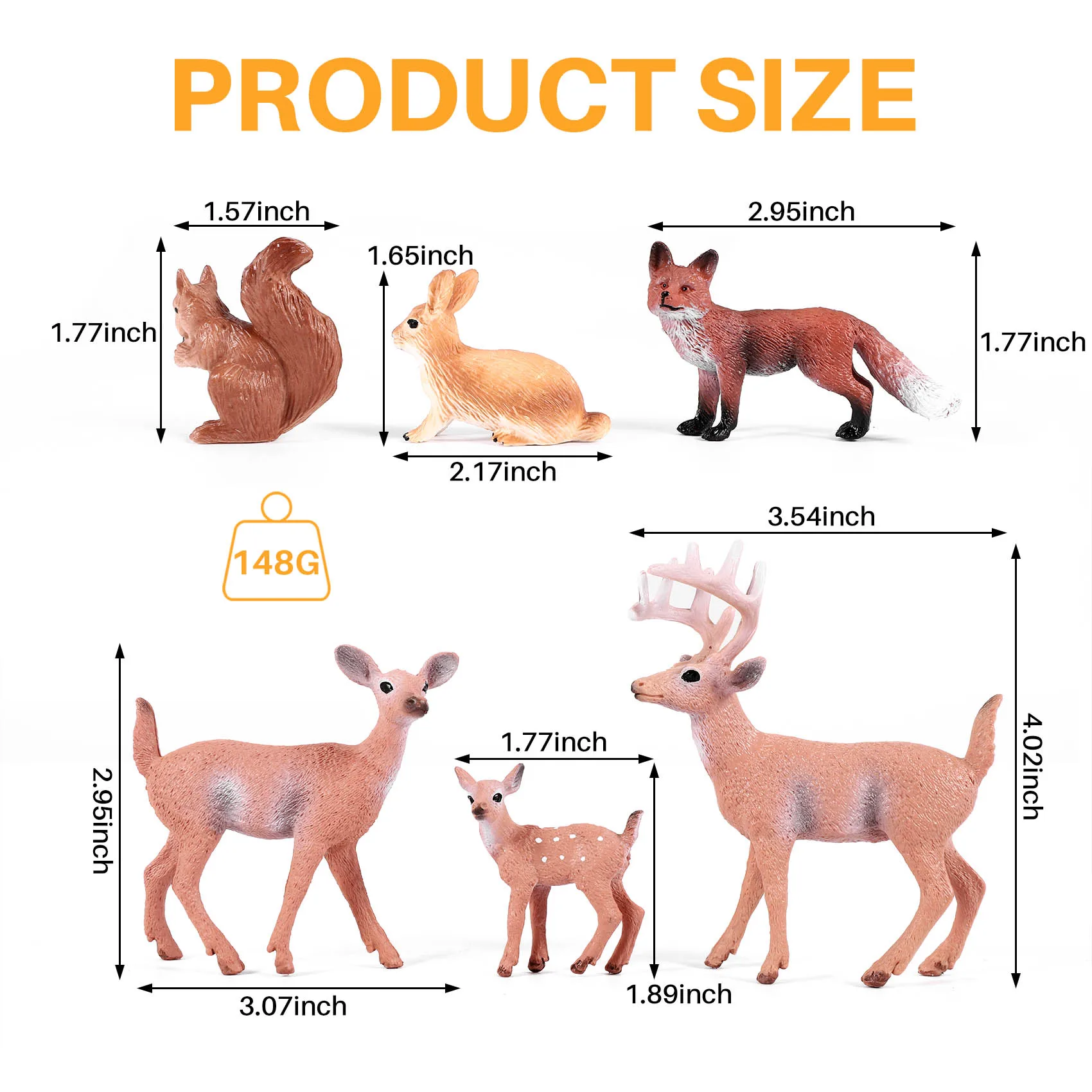 AS96-6 Pieces Woodland Animals Figures Forest Creatures Figurines Squirrel Deer  Family Figurines Miniature