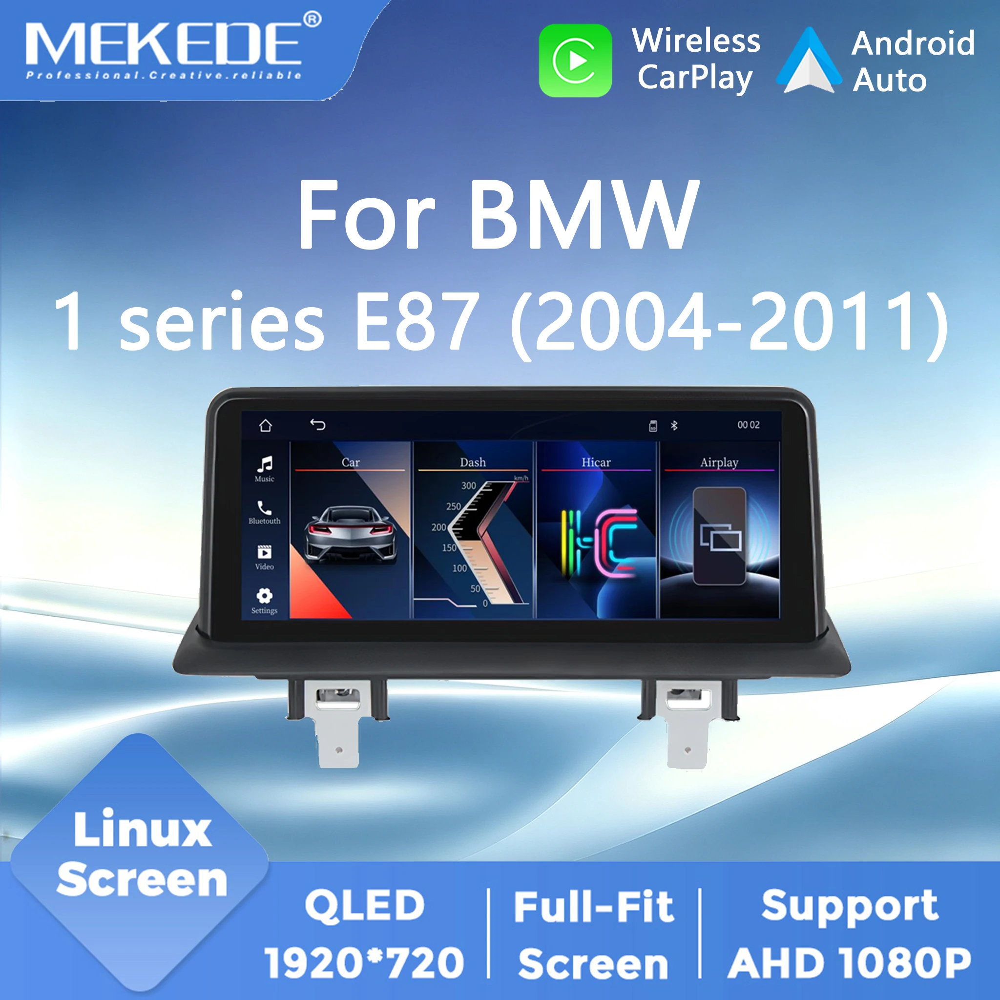 MEKEDE Plug-and-Play 10,25" Wireless Carplay Android Auto Linux Bildschirm All-in-One Autoradio für BMW 1er Serie E81 E82 E87 E88 04-11 Autoradio Multimedia Intelligentes System GPS-Navigation BT Wifi