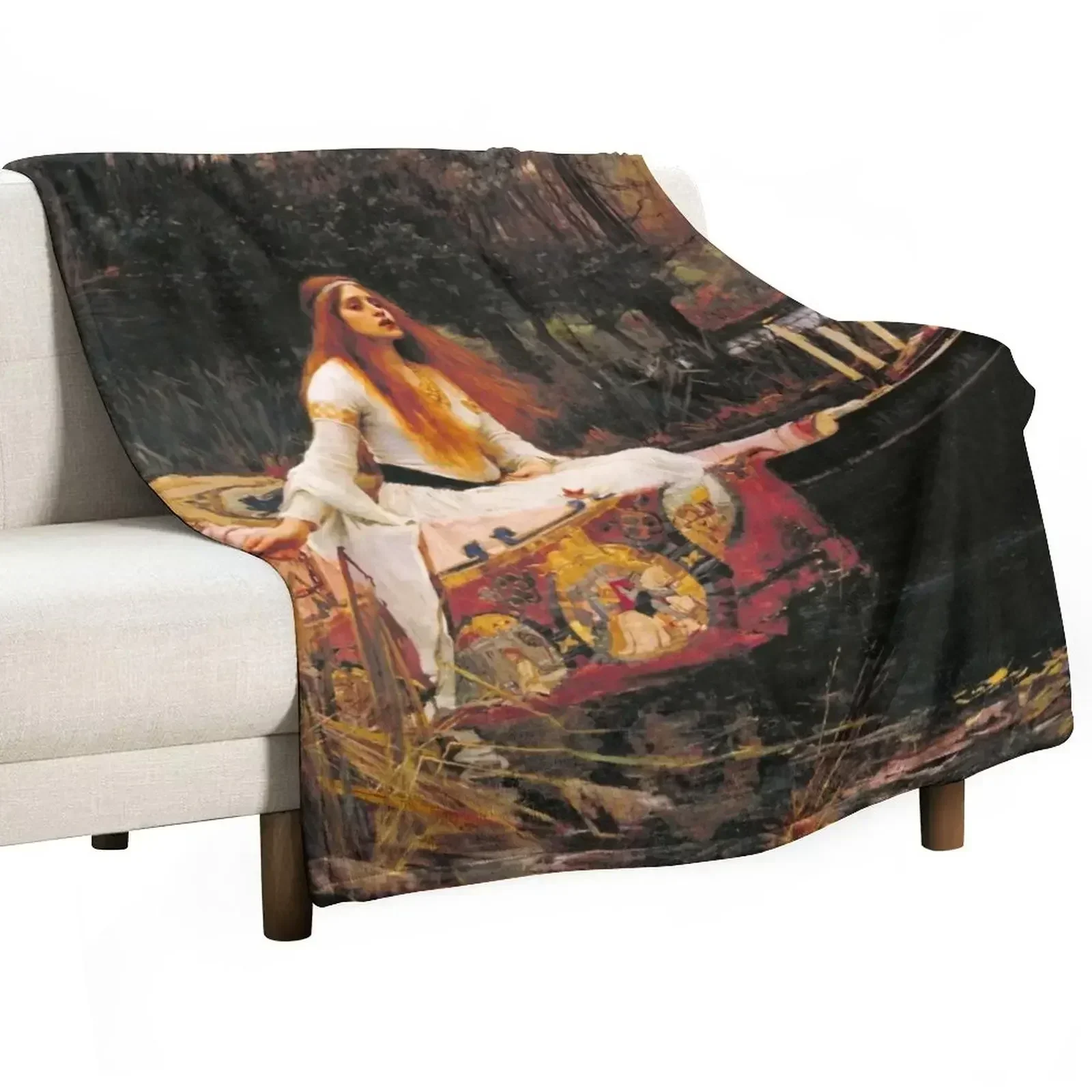 New The Lady of Shalott by John William Waterhouse (1888) Throw Blanket Flannel Soft Beds Cute Plaid Blankets