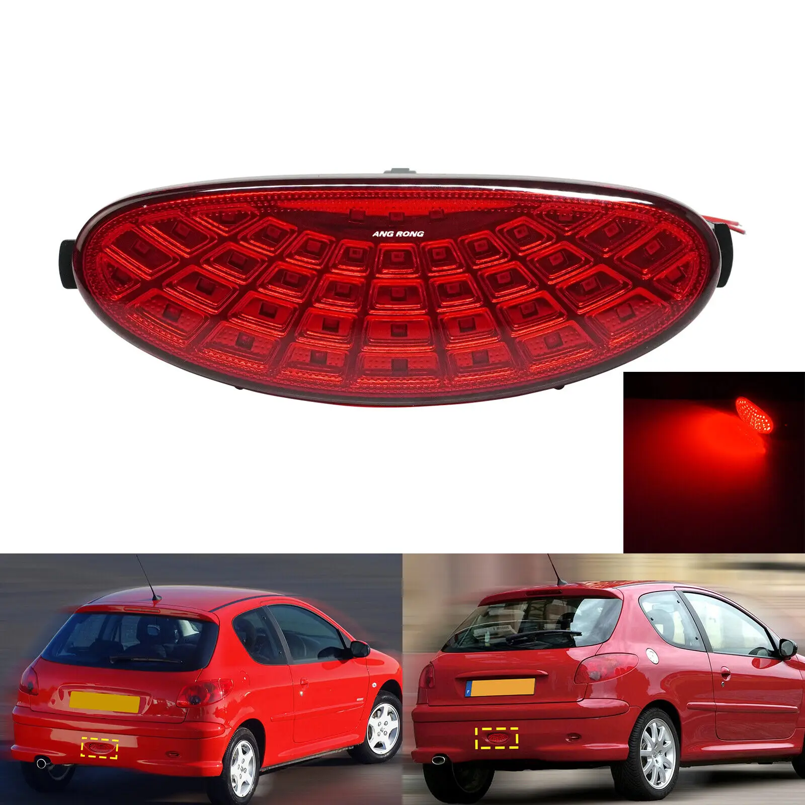 Red Lens LED Rear Bumper Driving Fog Light Lamp For Peugeot 206 Hatchback 98-09