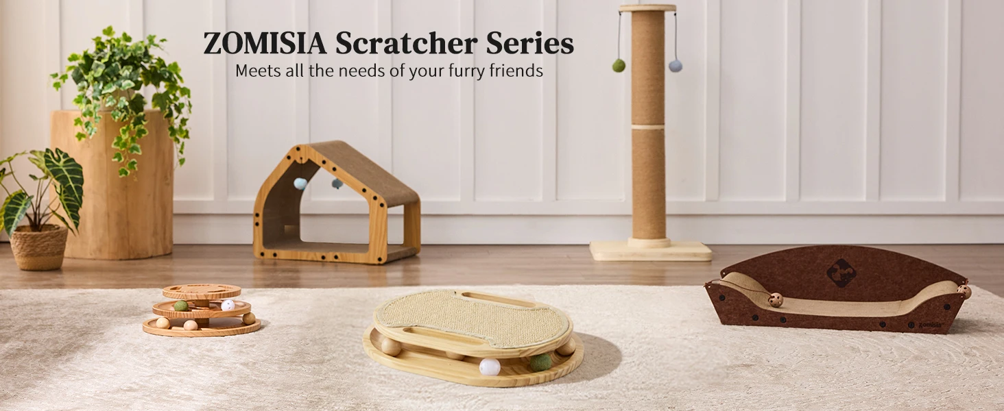 Cat Scratcher with Ball Track Toy, Sisal Scratch Pad for Indoor Use
