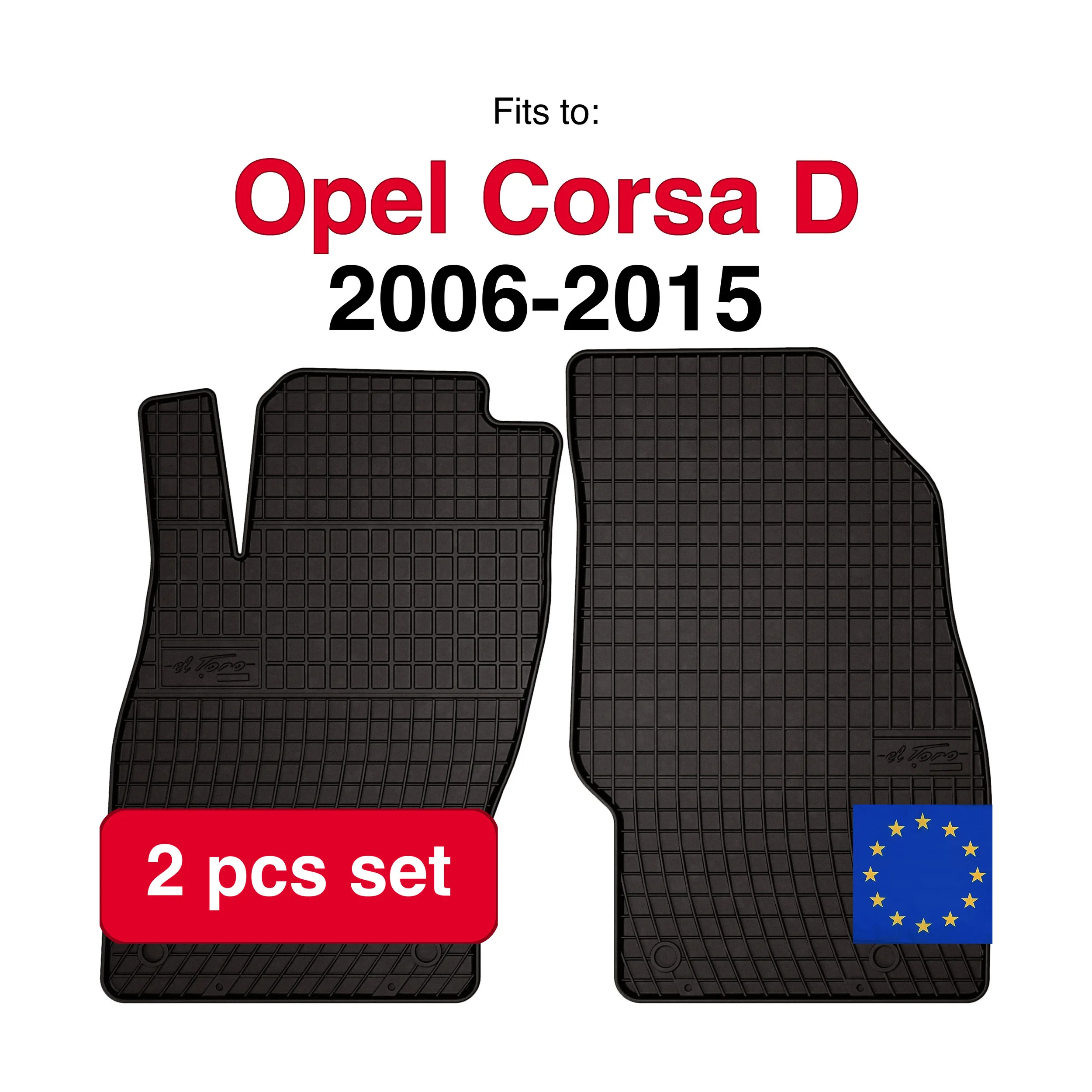 Rubberen automatten voor Opel Corsa D hatchback 1st Row (2006-2015) -Zwart passend (2 stuks)