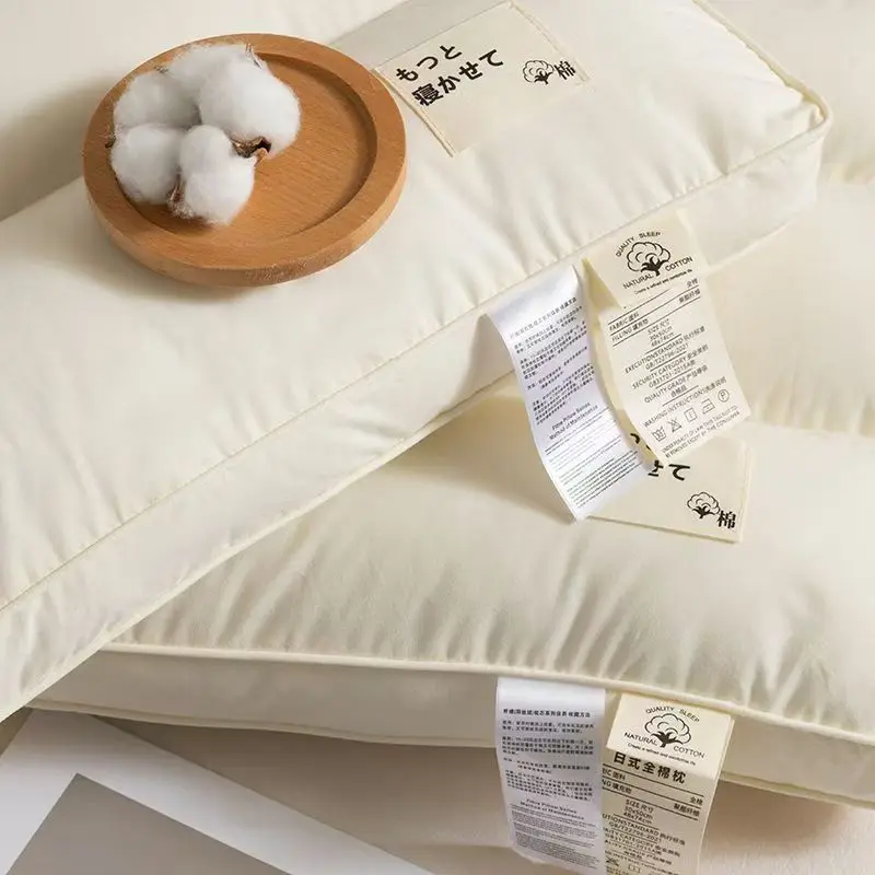 Class A Pure Cotton Low Pillow For Kids Student Adult Sleeping Washable Bedding Neck Health Care Pillows 30x50cm/40x60cm/48x74cm