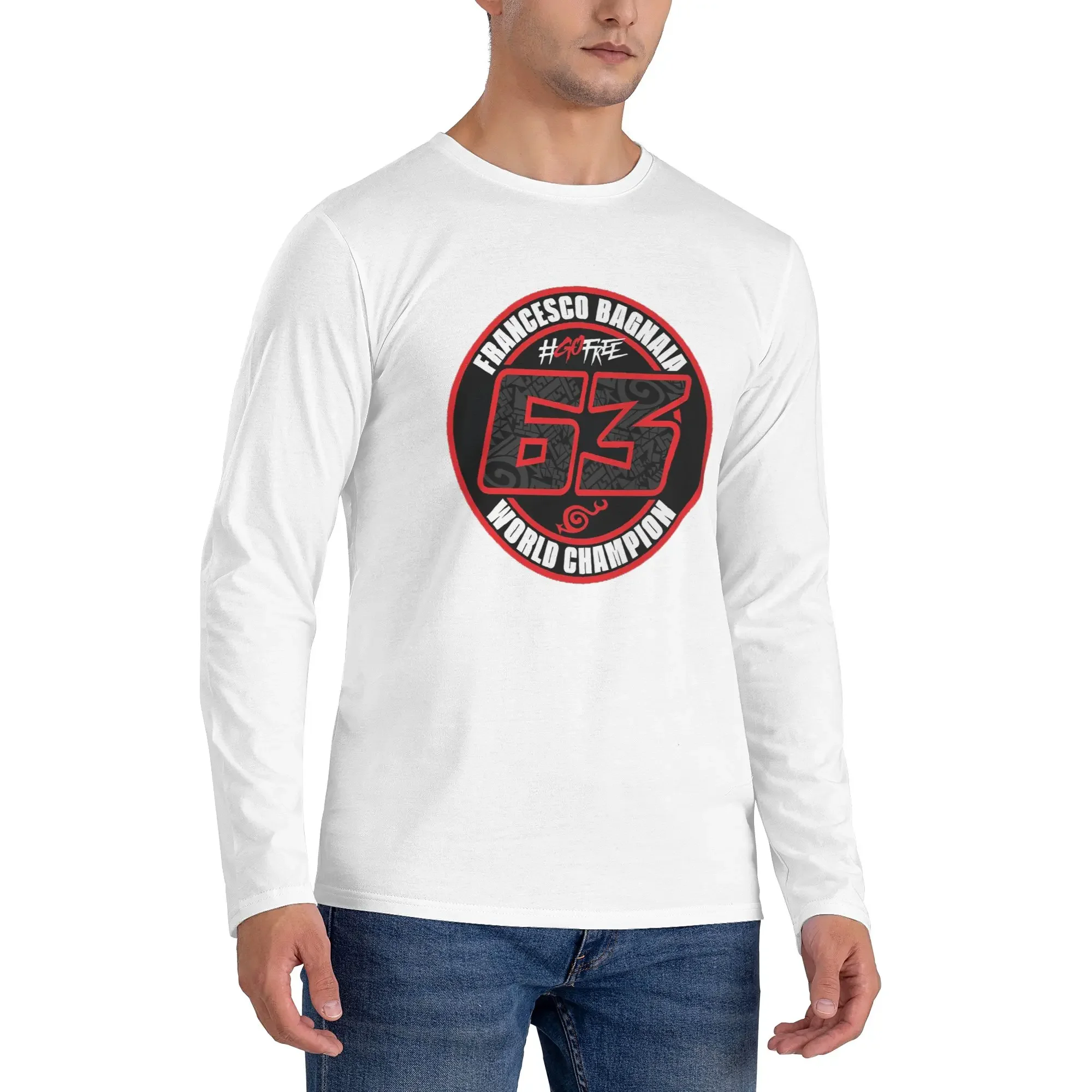 

Pecco Bagnaia 63 Men's Long Sleeved T-shirt Fashion Round Neck T shirts Spring and Autumn Men tops