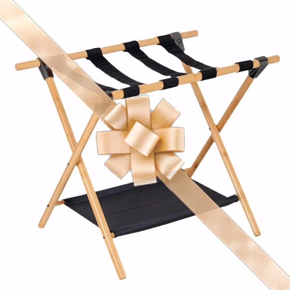 Bambus-Gepäckträger, faltbarer Gepäckständer mit Nylonriemen, Kofferhalterung, geeignet für Gästezimmer, Schlafzimmer, Hotel