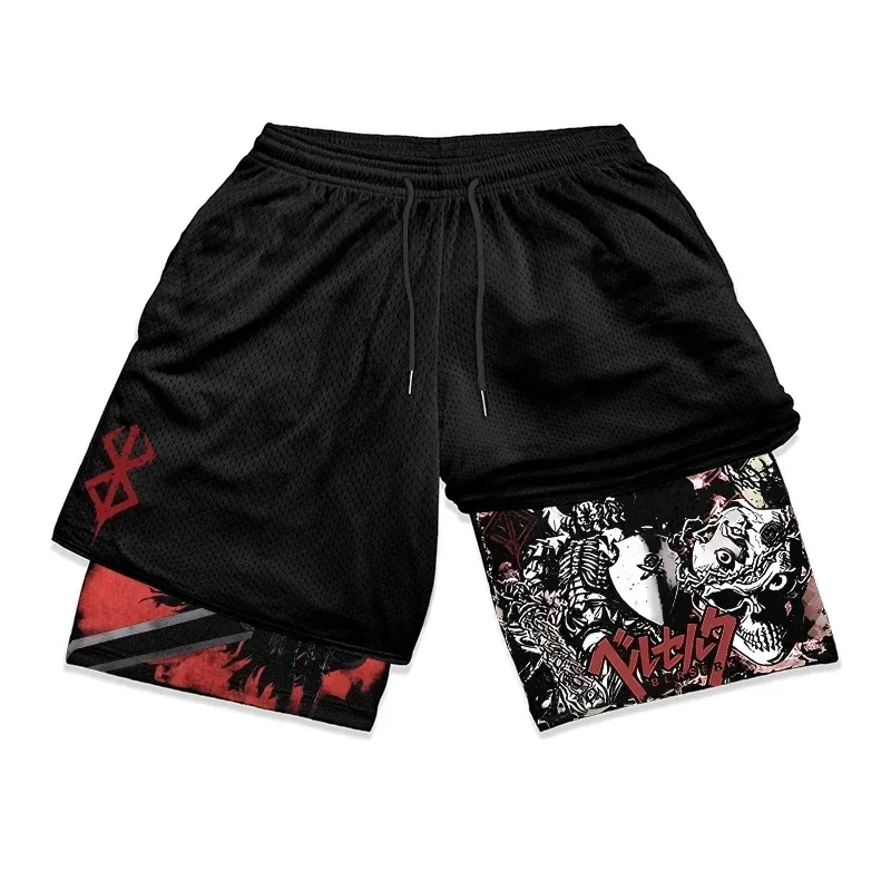 Multifunctional Double-layer Shorts Breathable Printed Shorts Men\'s Summer Jogging and Cycling Two-in-one Sports Pants S-5XL