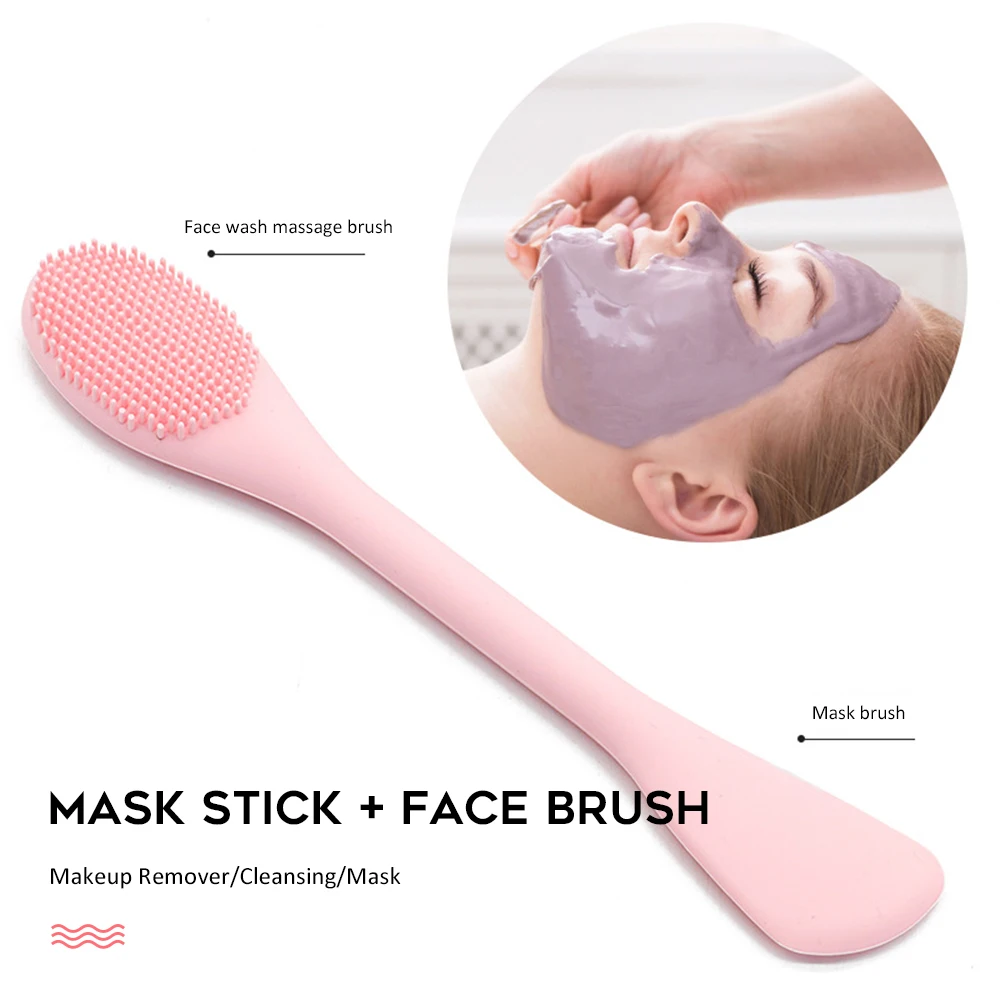 Double Head Facial Mask Brush Silicone Applicator Spoon Spatula Stirring Stick Women Skin Face Cleansing Care Home Makeup Tools