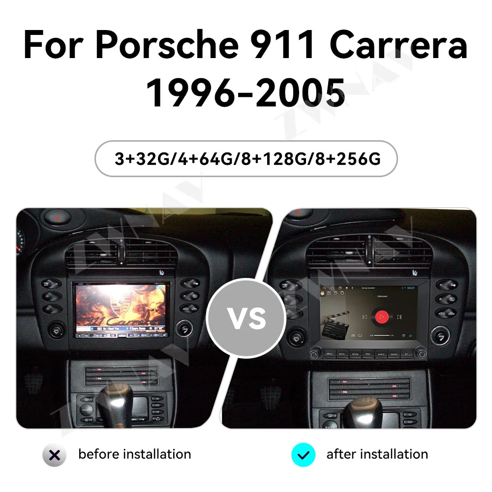 7” Touch Screen For Porsche 911 Carrera 1996-2005 Android14 GPS Navigation 4G WIFI Carplay Car Multimedia Player Head Unit Auto