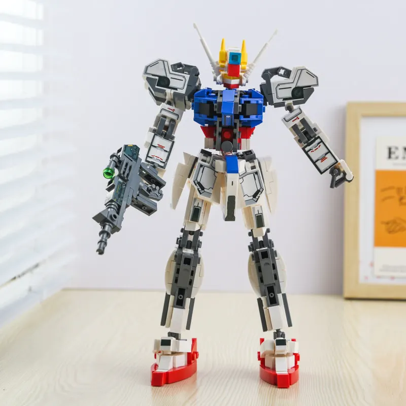Transforming mecha robot warrior model, Chinese building block boy assembling toy, birthday gift