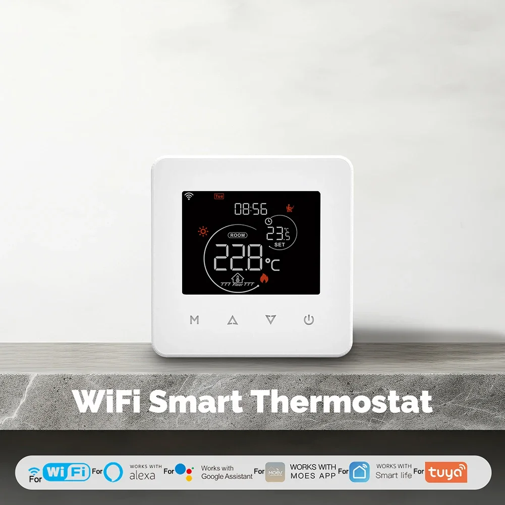 Termostato wi-fi para sistemas tuya com controle remoto por voz para água, caldeira a gás elétrica, aquecimento de piso e função de temporizador