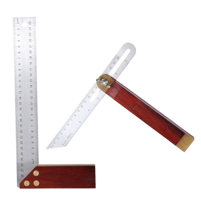 Multifunction Angles Measuring Tool with Woode Handle Bevel & Square Rule Angles Measurement Tool for Engineering & Designs