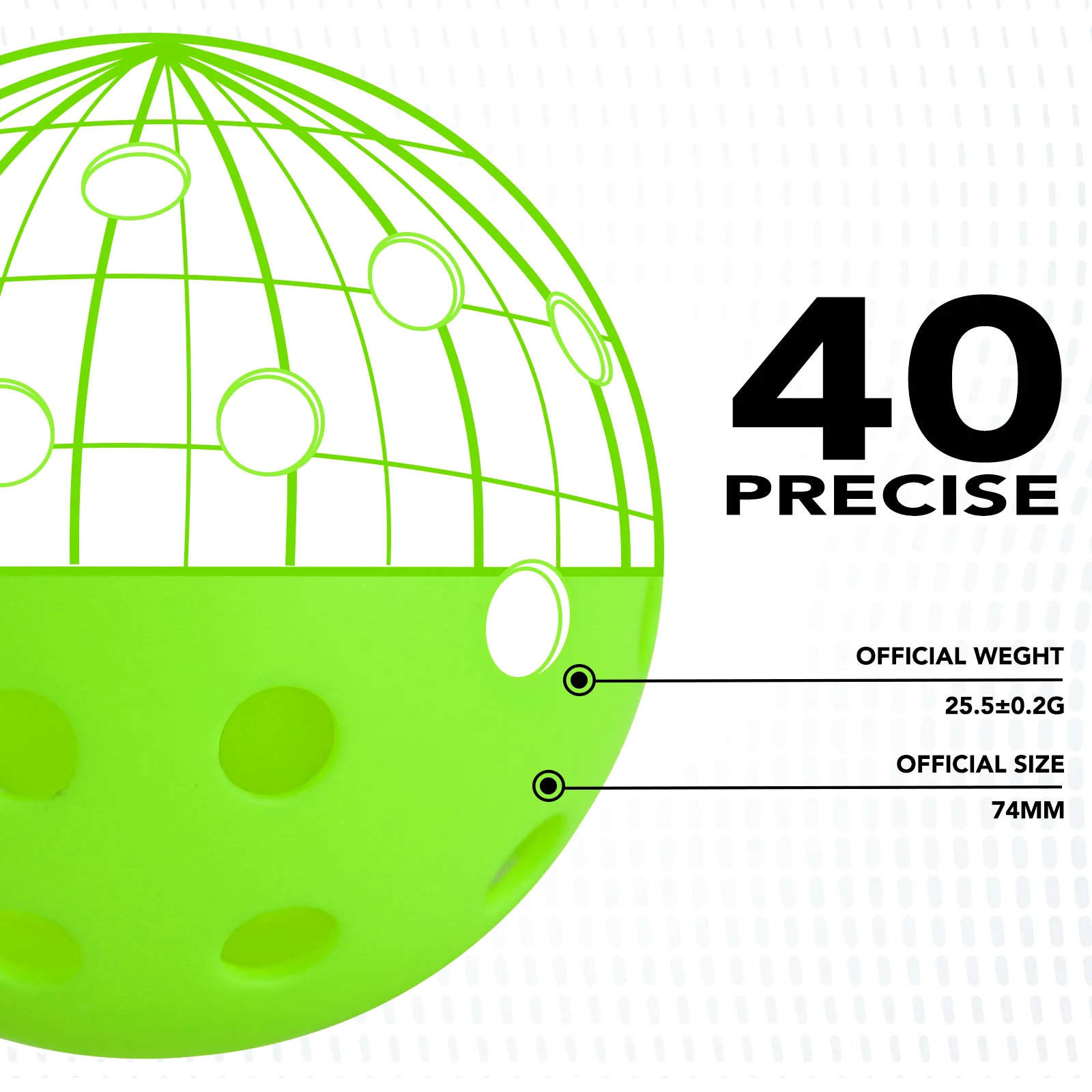 

Pickleball 74MM Durable 40 Holes Outdoor 20Pcs Pickleballs 26g High Elasticity Outdoor for Competition for All Pickleball Paddle