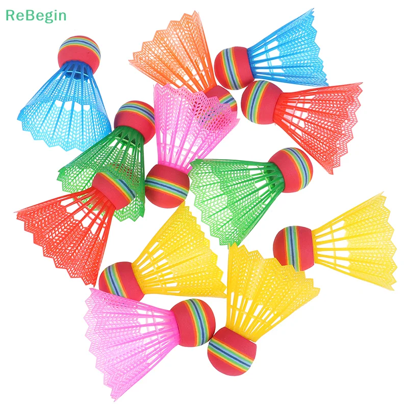 12 PCS Badminton EVA Rainbow Ball Head Nylon Badminton Feathers For Game Sport