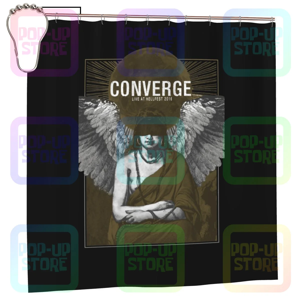 E1Syndicate Converge Hellfest France Concert Metal Shower Curtain Bathroom Curtain New Waterproof Home Decoration