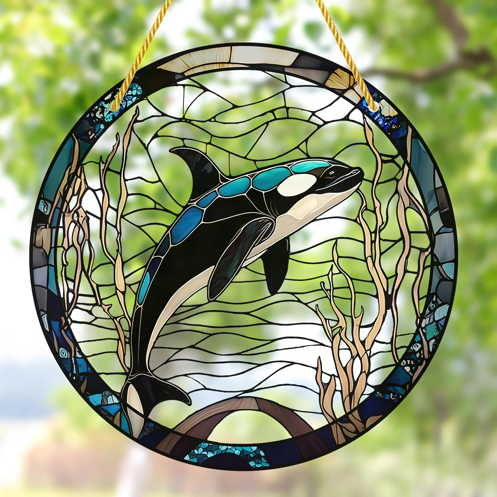 Orca Whale Window Hanging Decor,Acrylic Suncatcher,Artistic Home&Garden Ornament,Sun Shade,Gift for Mom,Family,Lover,Friends