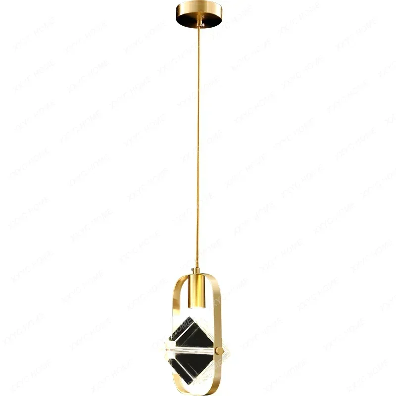 Modern Luxury Chandelier Crystal Copper LED Pendant Light Living Room Bedside Spotlight Hanging Lamp Kitchen Suspension Fixture