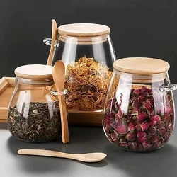 Airtight Food Containers Kitchen Storage Pots Glass Jar with Lid Sealed Canister Sugar and Tea Cans Hermetic Kitchen Coffee Jars