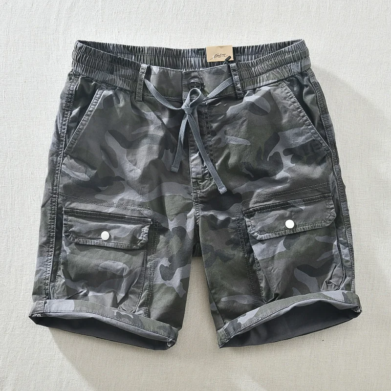 Men\'s Outdoor Travel Camouflage Shorts Summer Japanese Harajuku Hip Hop Modis Cargo Shorts Male Loose Joggers Beach Capris Pants