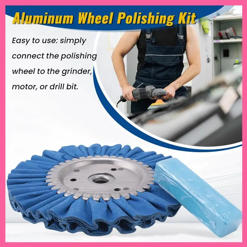 

ABNM 8Pcs 8Inch Airway Buffing Wheel Aluminum Wheel Polishing Kit Safe Flange In Diameter 5/8 Inch Arbor For Angle Grinder