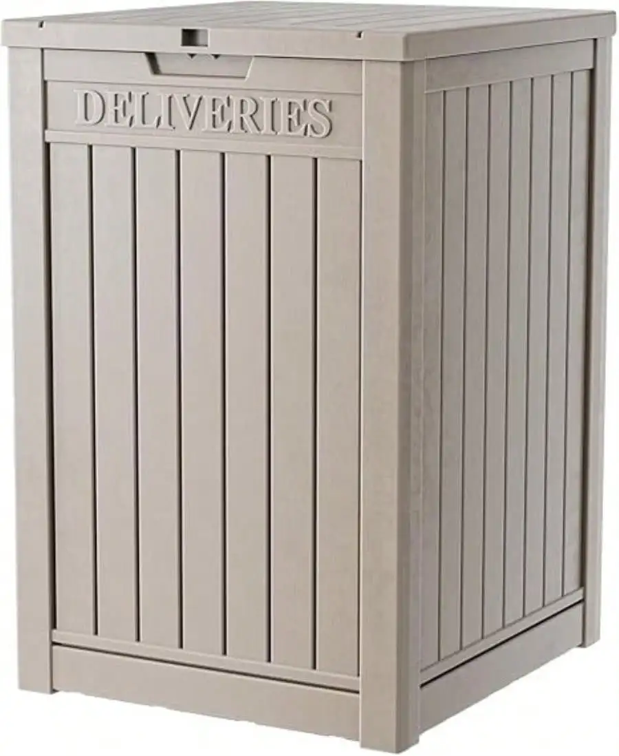 

EasyUp Outdoor Package Delivery Box, 48-Gallon Lockable Parcel Drop Box, Large Double-Walled Resin Weatherproof Storage Deck Box