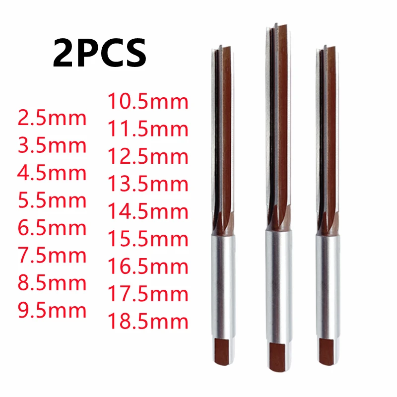 2 SZTUK Rozwiertak ręczny 2,5 mm/3,5/4,5/5,5/6,5/7,5/8,5/9,5/10,5/11,5/12,5/13,5/14,5/15,5/16,5/17,5/18,5 mm Frez CNC prosty