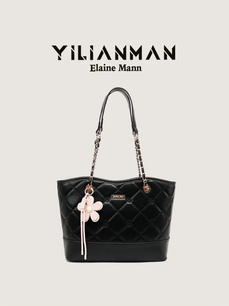 Elegant Tote Bag Elanman Original Design Luxury Diamond Pattern Commute Chain Single Shoulder Handbag Large Capacity Women's Bag