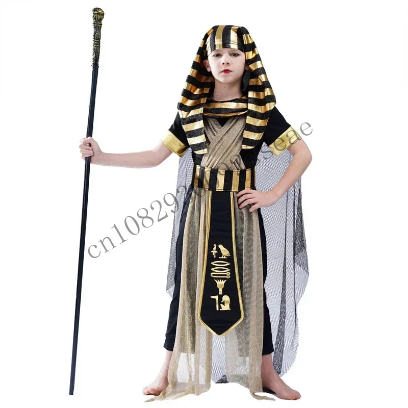 Carnival Halloween Egyptian Role Play Domineering Pharaoh Costume Girl Boy Stage Performance Kids Costum CMM2001