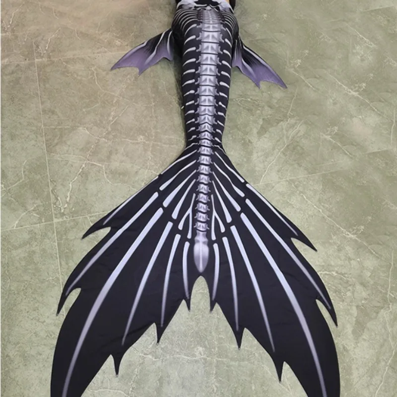 Drop Shipping Black Skeleton Mermaid Skin Tail Halloween Special Mermaid Dress Skeletal Fish Skin TailSkeletail Mermaid Costume