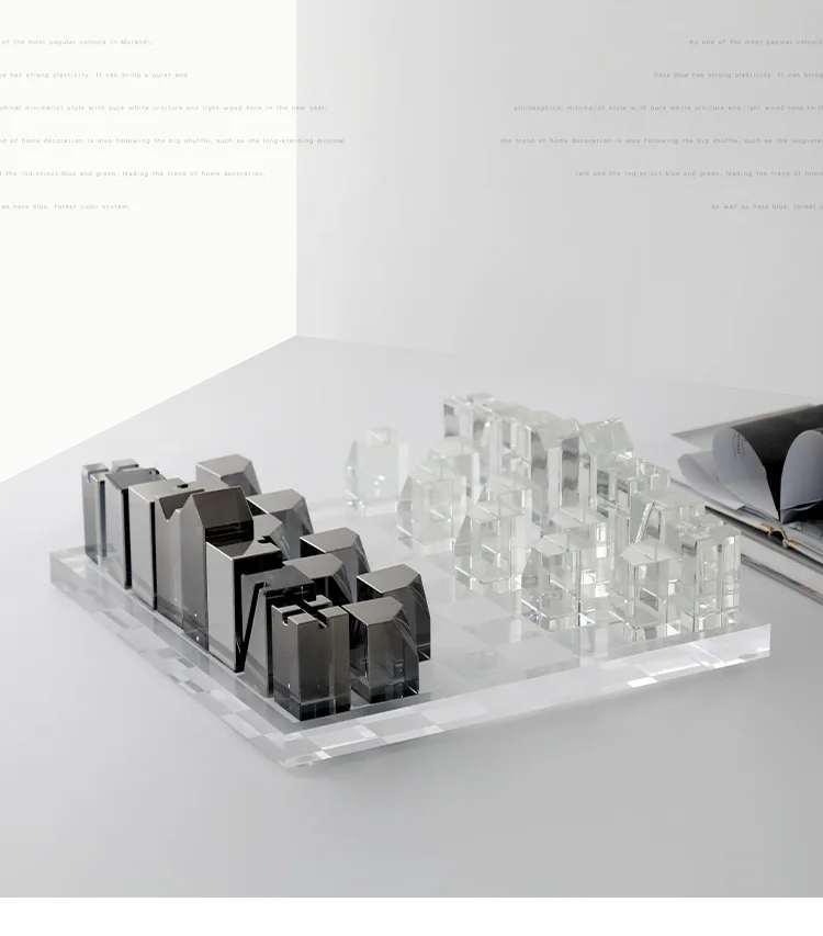 

Crystal acrylic black and white chess board ornament, living room home model room soft decoration