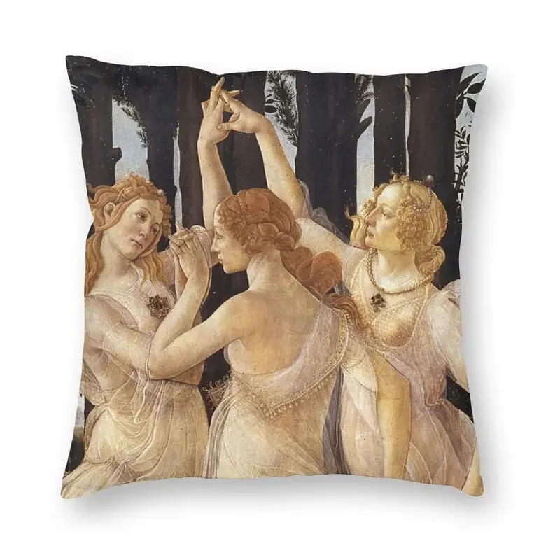 Sandro Botticelli The Three Graces Sofa Cushion Cover Velvet Italian Artist Painter Throw Pillow Case Home Decor Pillowcase