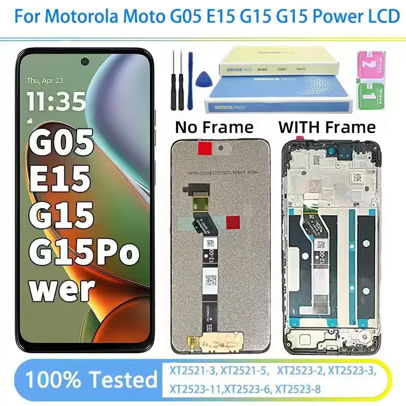 OEM For Motorola Moto G05 E15 G15 Power LCD Display Touch Screen Digitizer Assembly XT2521-3 XT2523-2 Display With Frame