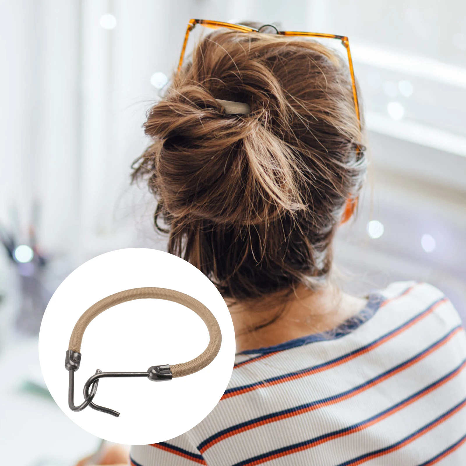 

Mikinona 20pcs Black Elastic Hair Headband Fasteners Ponytail Hooks for Women Girls Modeling Tie Rubber Bands Braces