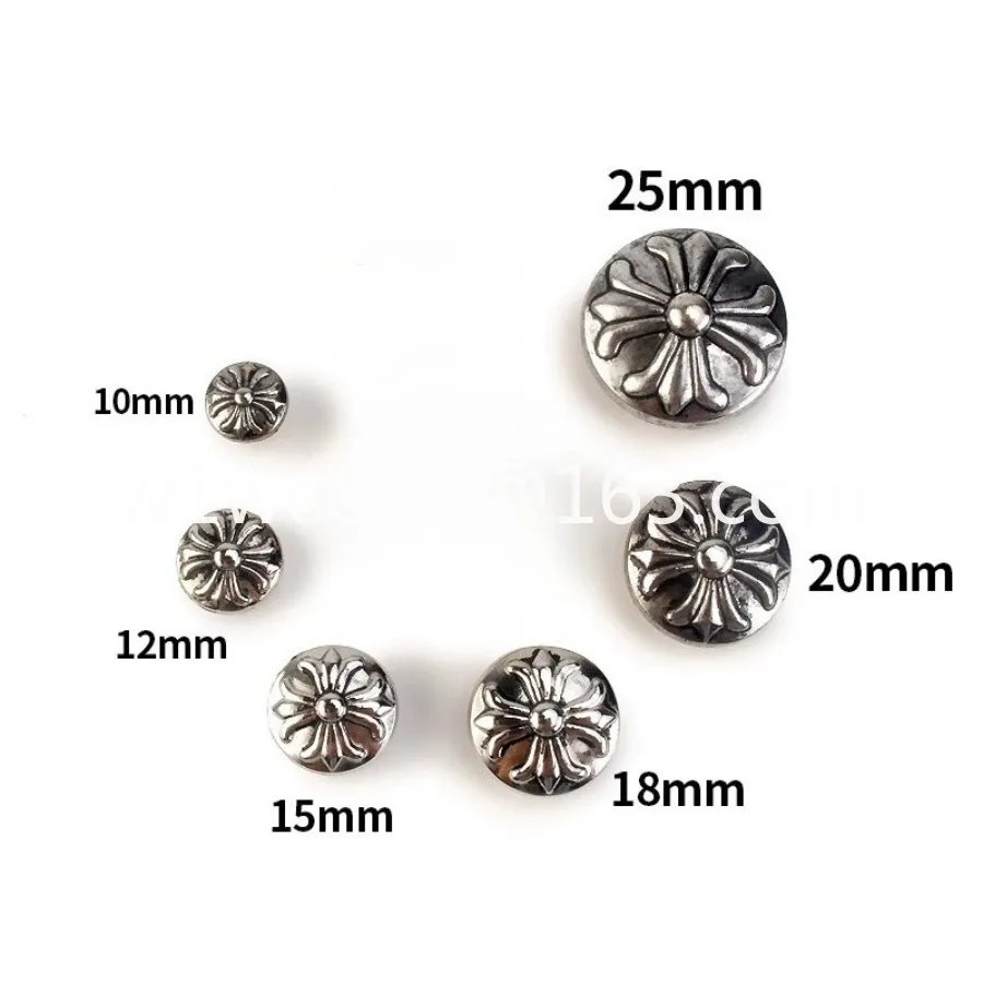 10pcs silvery High-end Metal Buttons, Fashionable Retro Handmade Sewn Button Cufflinks