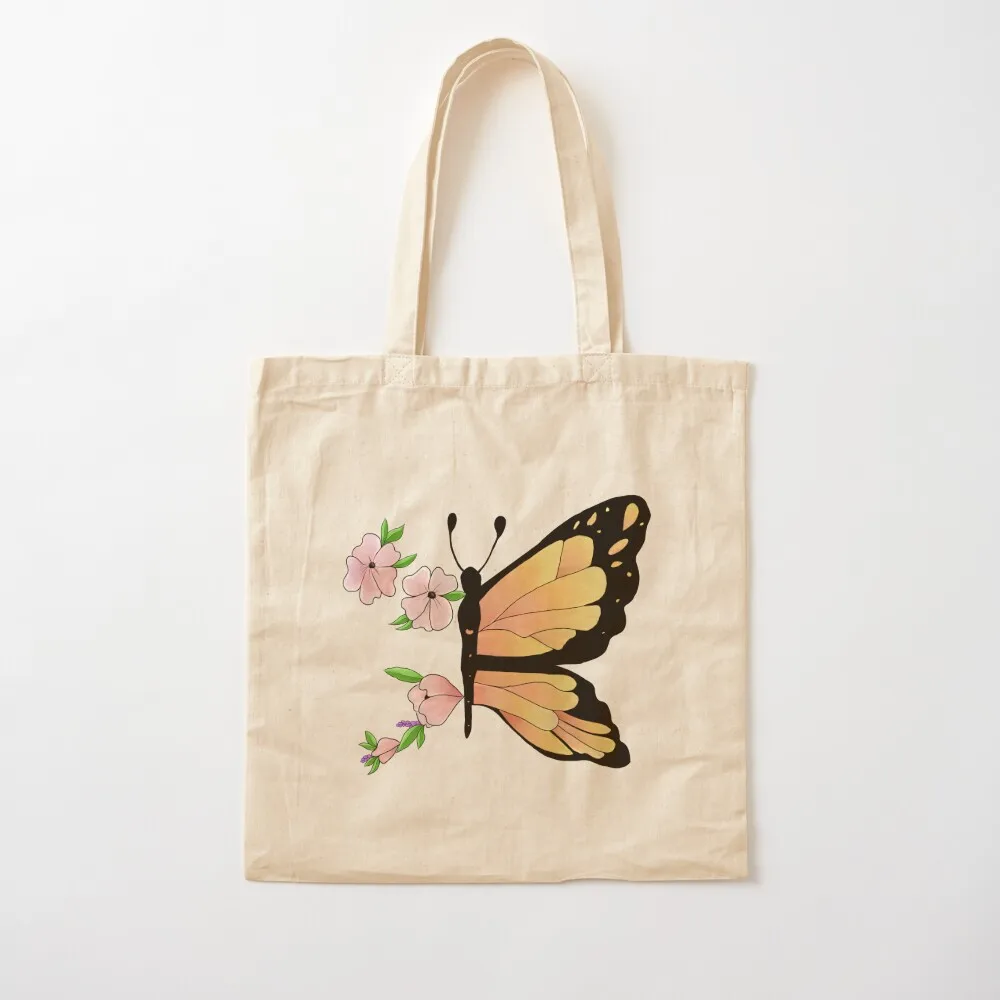 

Butterfly + Flowers Tote Bag Handbags women tote bag woman Canvas Tote Bag