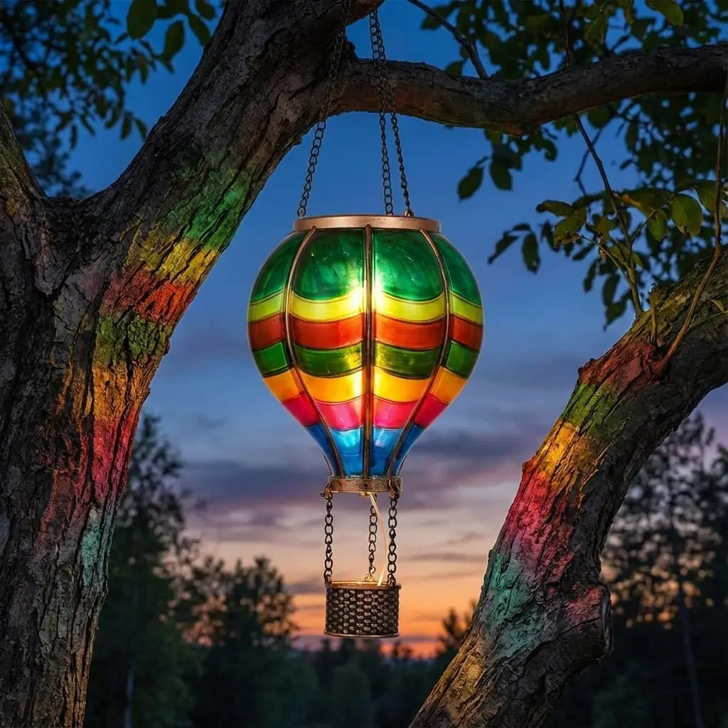 

Солнечный фонарь в виде воздушного шара для украшения на День святого Валентина, подвесные уличные светильники с мерцающим пламенем для сада и деревьев